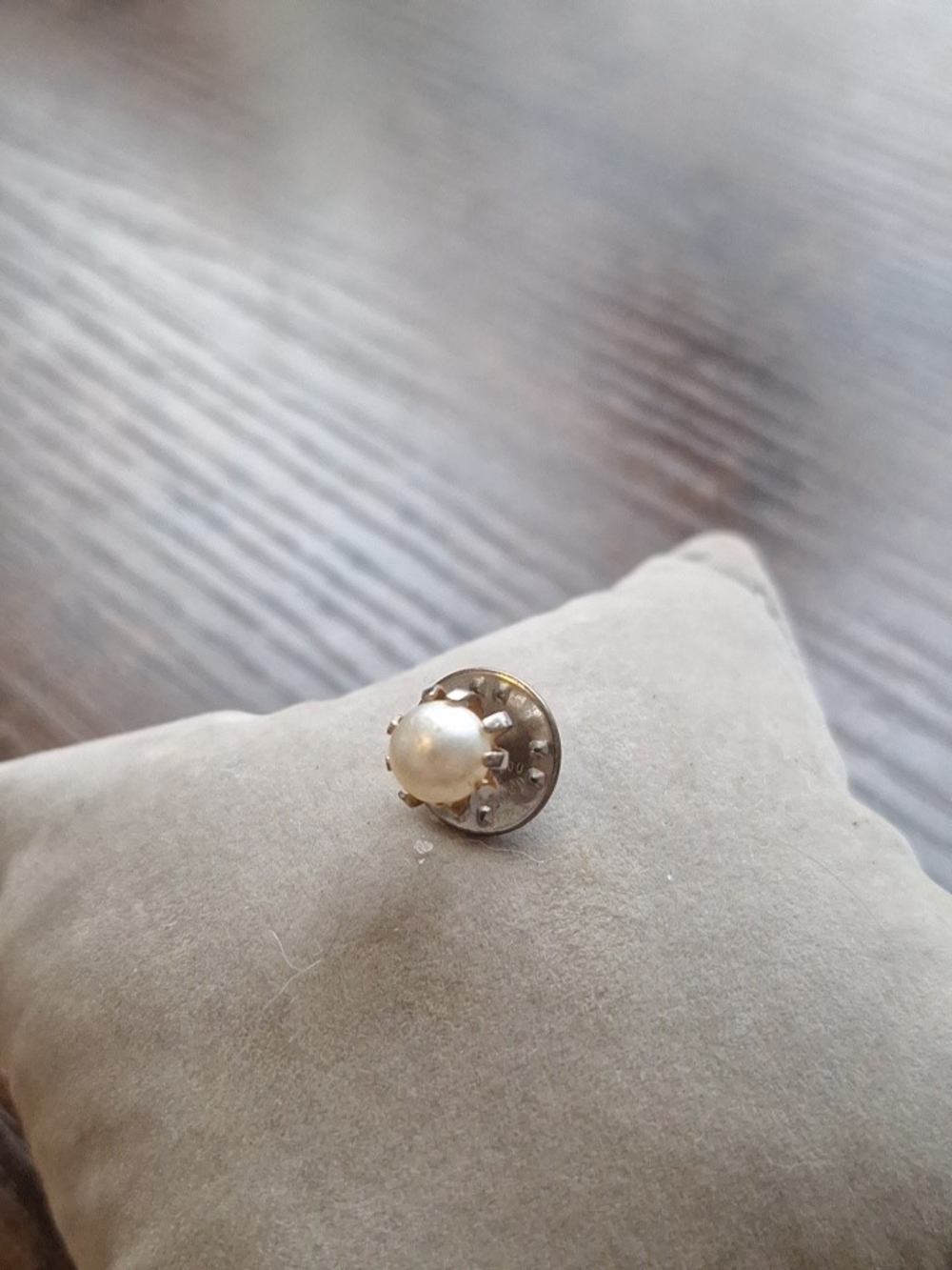 Vintage Mens Pearl Tie Tack Gold 6mm Ballou Reg'd Stamped